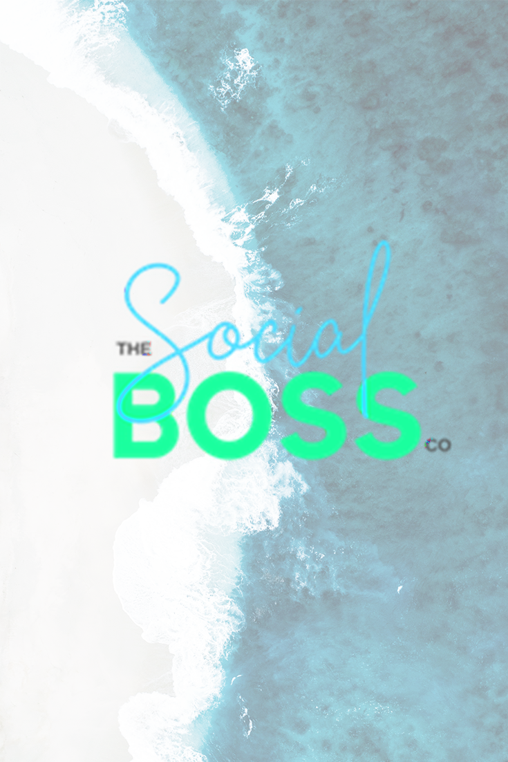 Sea and shore with Social Boss Logo on top